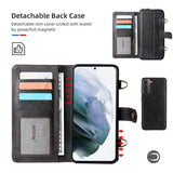 Samsung Galaxy S21 FE (5G) MEGSHI 2-in-1 Magnetic Leather Flip Case w. Extra Large Magnetic Wallet - Black