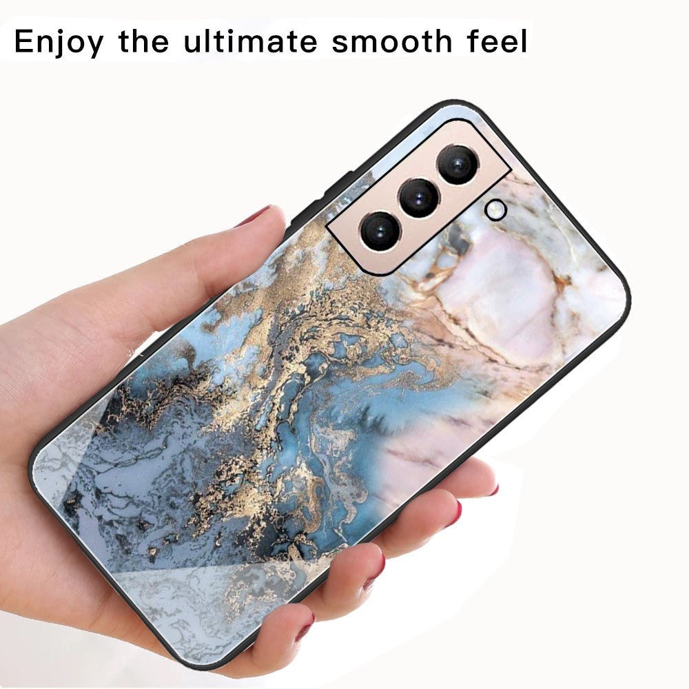 Samsung Galaxy S22 Plastic Case w. Glass Back - Marble