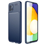 Samsung Galaxy A03 Carbon Fiber Flexible Plastic Case - Blue