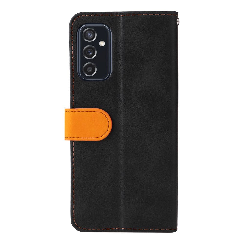 Samsung Galaxy M52 (5G) Two-Colour Leather Wallet Case - Orange / Black