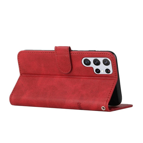 Samsung Galaxy S22 Ultra Soft Leather Wallet Case - Trapeze - Red