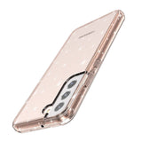 Samsung Galaxy S22+ (Plus) Hybrid Plastic Case Transparent - Rose Gold Glitter