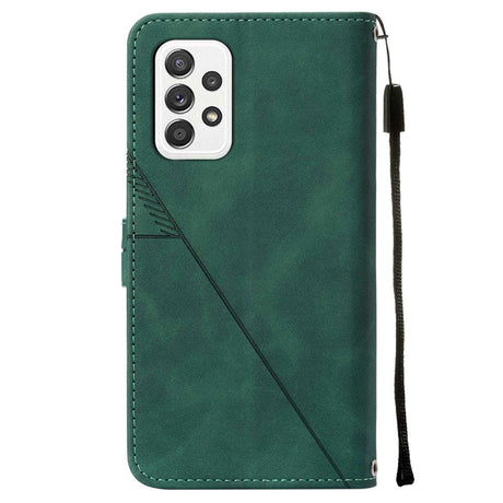 Samsung Galaxy A72 (4G/5G) Soft Leather Wallet Case - Geometry Pattern - Dark Green