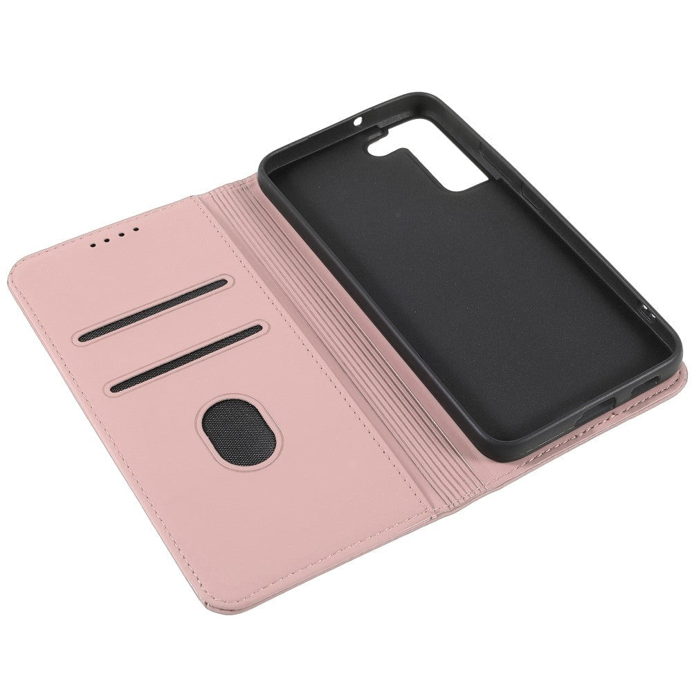 Samsung Galaxy S22 Matte Leather Wallet Case & Kickstand - Rose Gold