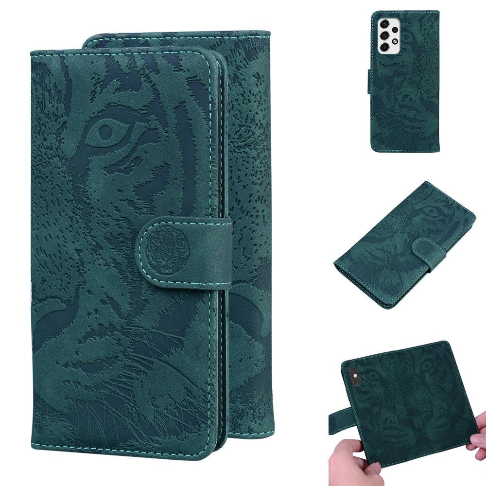 Samsung Galaxy A53 (5G) Leather Wallet Case - Tiger Print - Green