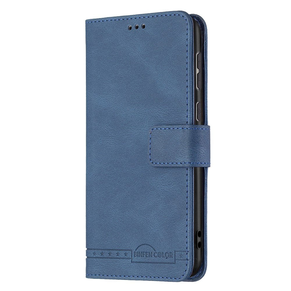 Samsung Galaxy A73 (5G) Binfen Soft Leather Wallet Case - Exterior Magnet Flap - Blue