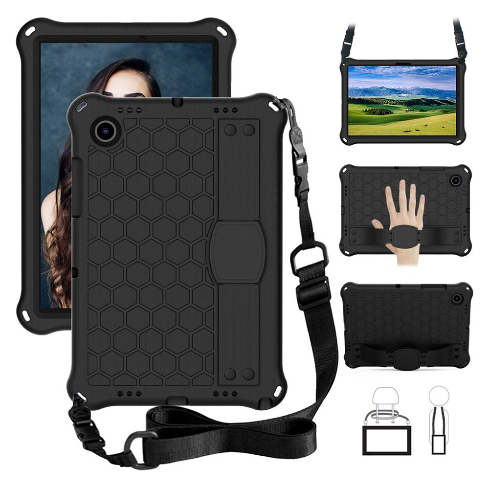 Samsung Galaxy Tab A8 10.5 "(2021) Kids Case w. Shoulder Strap - Beehive Pattern - Black