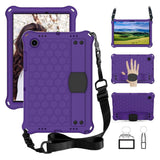 Samsung Galaxy Tab A8 10.5 "(2021) Kids Case with Shoulder Strap - Beehive Pattern - Purple