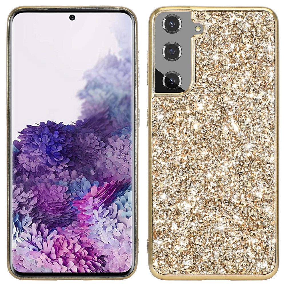 Samsung Galaxy S21 FE (5G) Plastic Back Case with Glitter - Gold