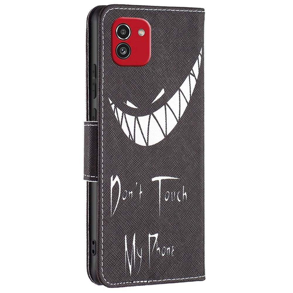 Samsung Galaxy A03 Case with Large Wallet in Leather - Do not Touch My Phone