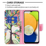 Samsung Galaxy A03 Case with Large Wallet in Leather - Colorful tree