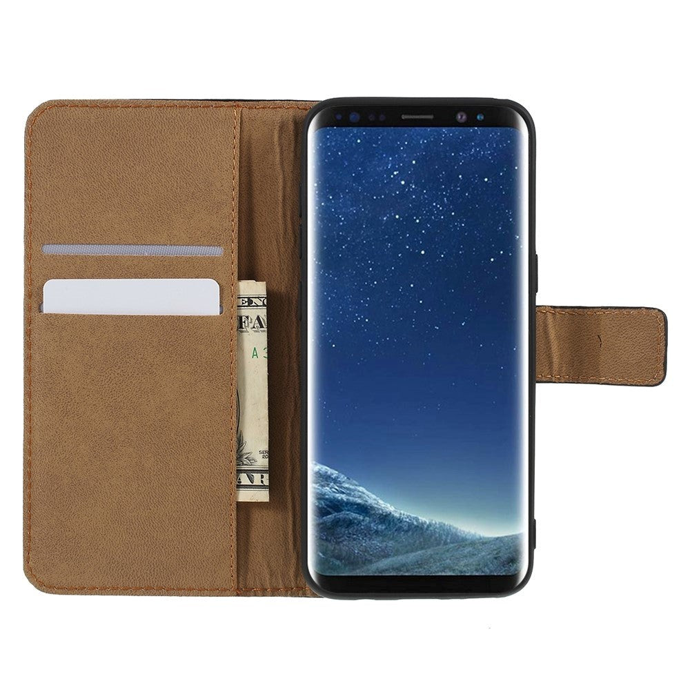 Samsung Galaxy S8 Glossy Leather Wallet Case - Black