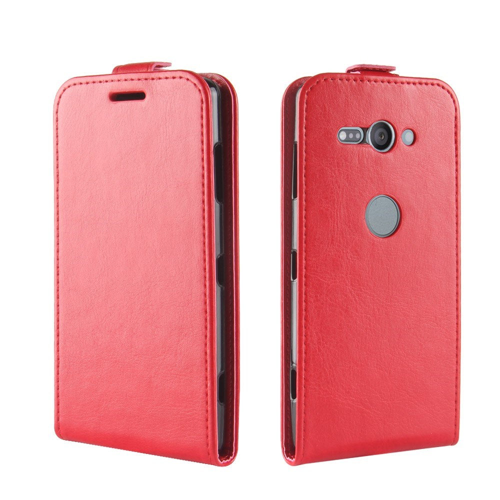 Sony Xperia XZ2 Compact Vertical Flip Leather Case w. Card Holder - Red