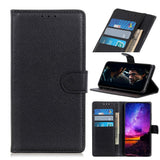 Sony Xperia 1 II Leather Wallet Case Litchi Grain - Black