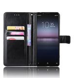 EIDERWOOD Sony Xperia 5 II Leather Case with Wallet and Strap - Black