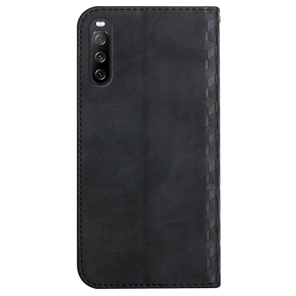 Sony Xperia 10 III PU Leather Flip Case with Card Holder - Black