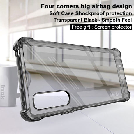 Sony Xperia 10 IV IMAK Shock Resistant Plastic Case with Screen Protector - Transparent Black