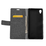 Sony Xperia L1 Cloth Texture Wallet Case Black