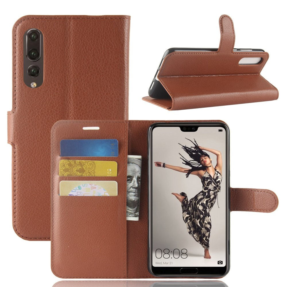 Huawei P20 Pro Leather Wallet Case Soft Pouch Brown