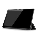 Huawei MediaPad T5 10 Case - Foldable Leather Case w. "Don´t Touch My Pad" - Black