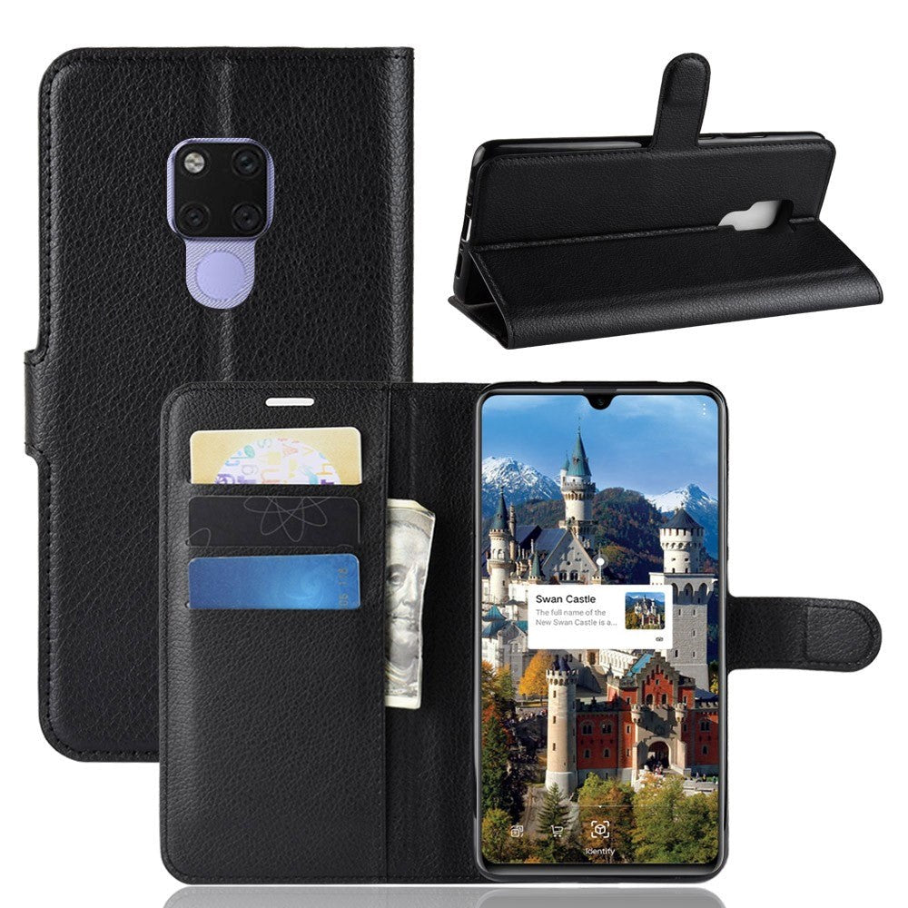 Huawei Mate 20 X Litchi Texture Leather Wallet Case Black