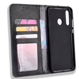 Honor 20 Lite Vintage Style Leather Wallet Case - Black