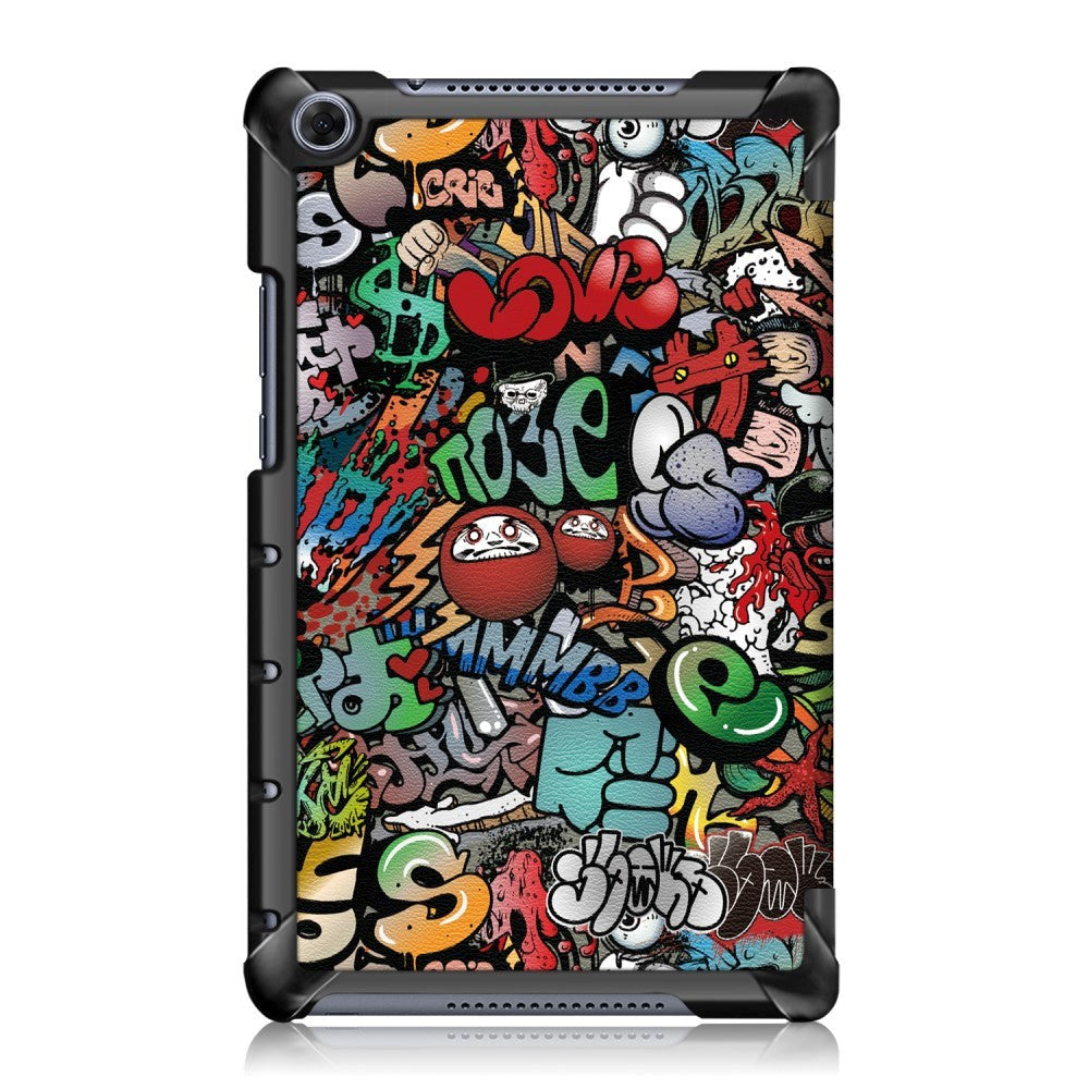 Huawei MediaPad M5 Lite 8 Leather Case w. Folding & Standing - Cartoon Graffiti