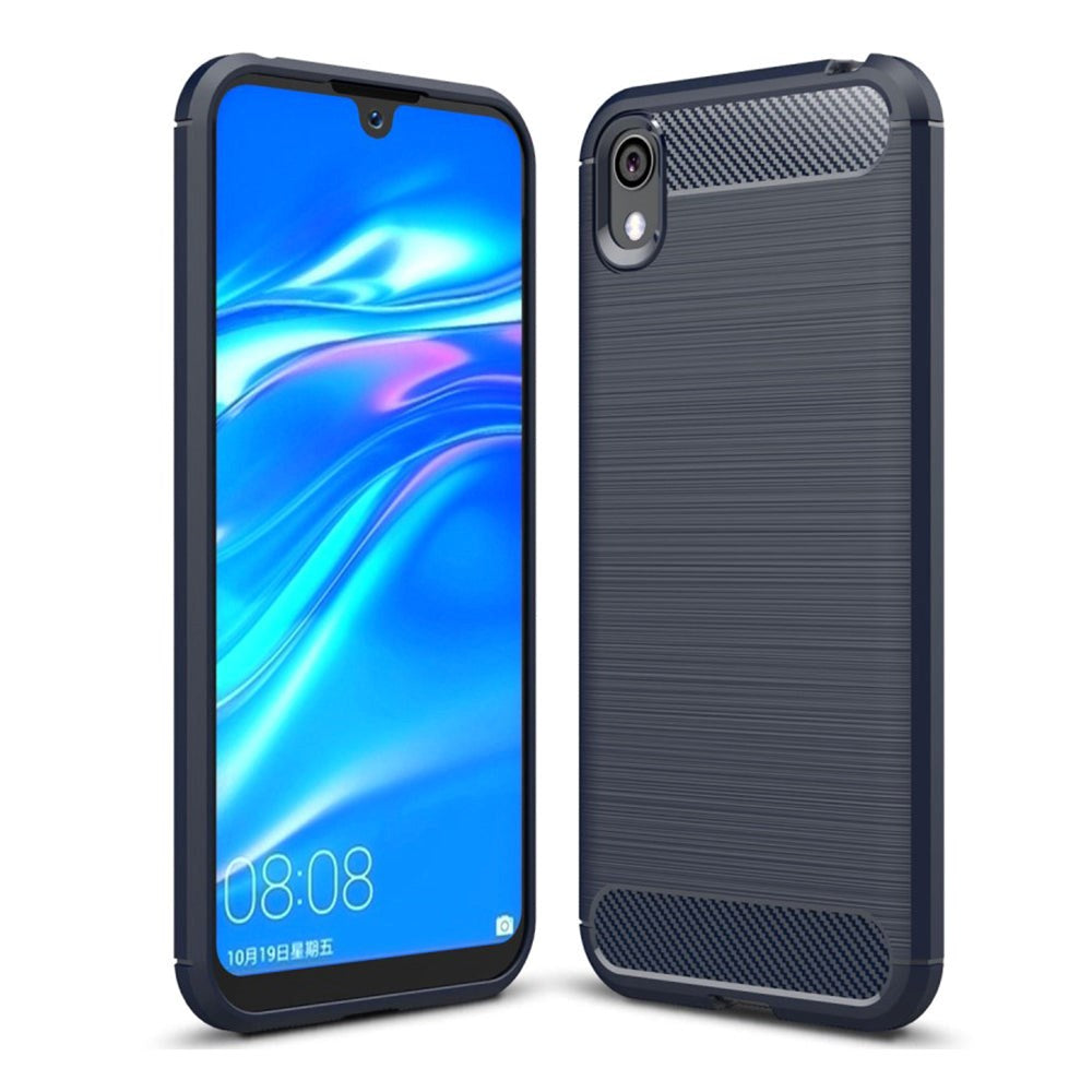 Huawei Y5 (2019) Carbon Fibre Flexible Plastic Case - Dark Blue