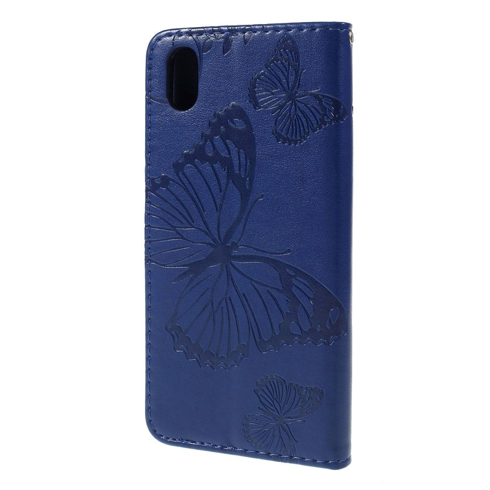 Huawei Y5 (2019) Leather Wallet Case - Blue Butterfly