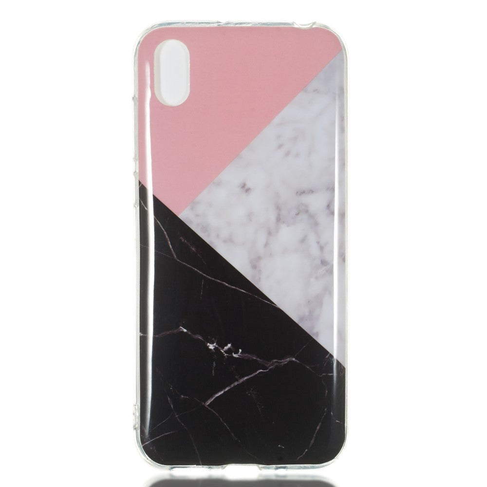 Huawei Y5 (2019) Flexible Plastic Case - Black / White Marble