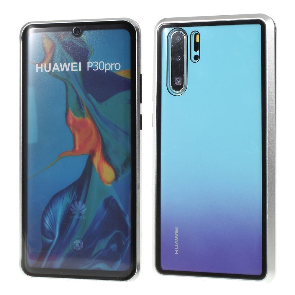 Huawei P30 Pro 360⁰ Magnetic Case w. Glass Back & Front - Silver