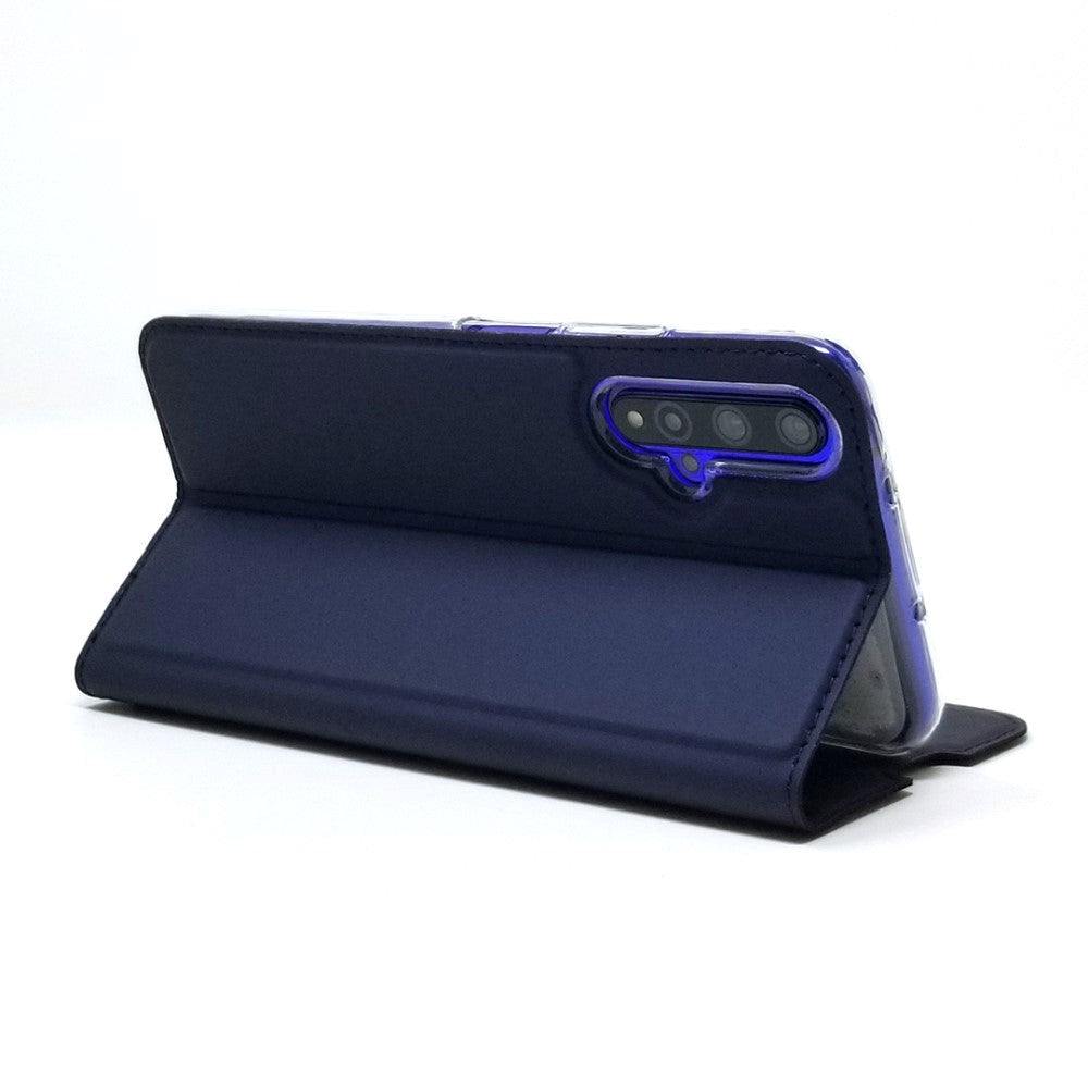 Huawei Nova 5T / Honor 20 Magnetic Leather Case w. Card Holder Dark Blue