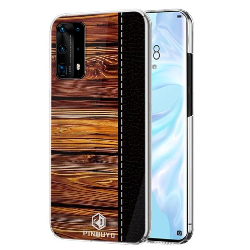 Huawei P40 Pro Pinwuyo Wood Grain Style Case - Black