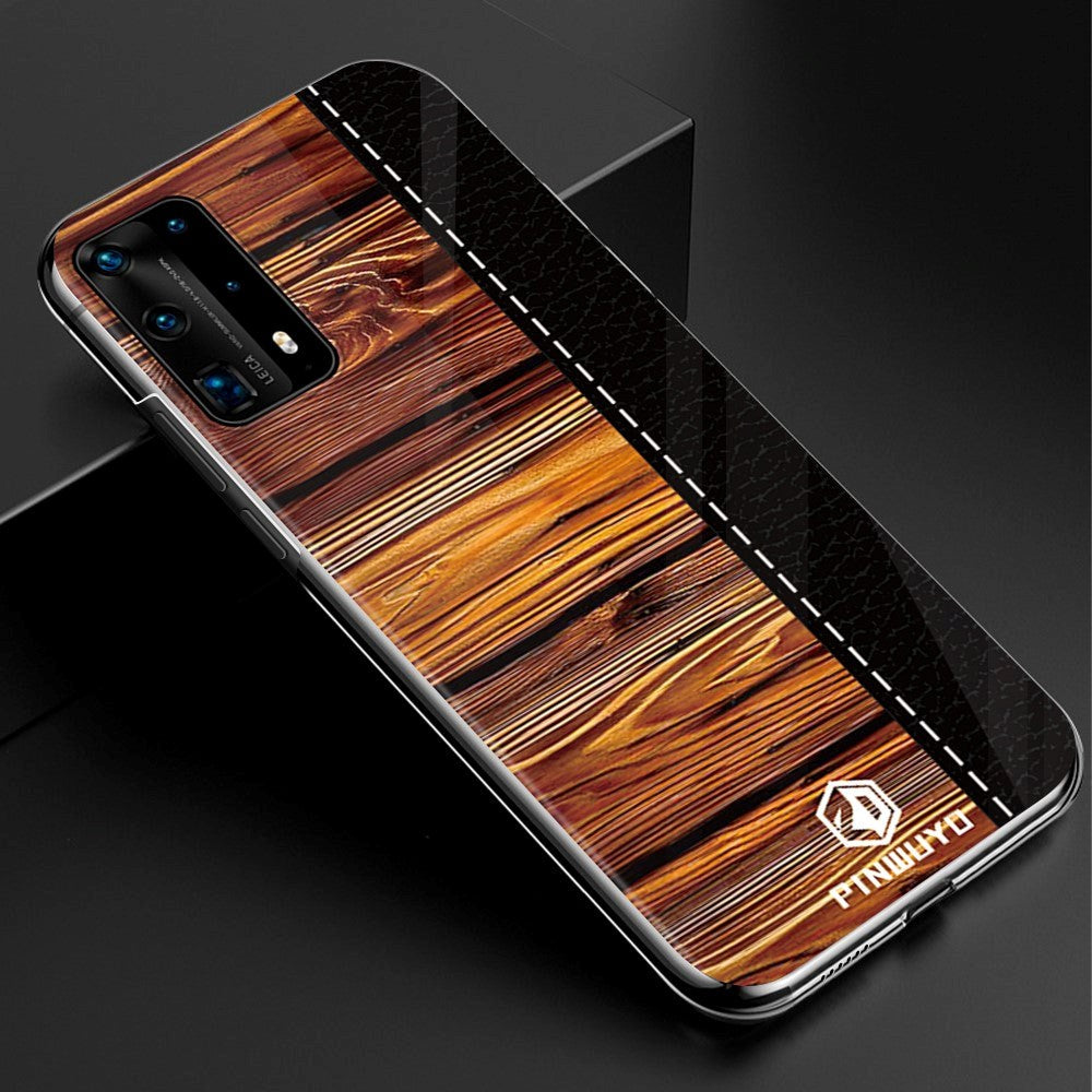 Huawei P40 Pro Pinwuyo Wood Grain Style Case - Black