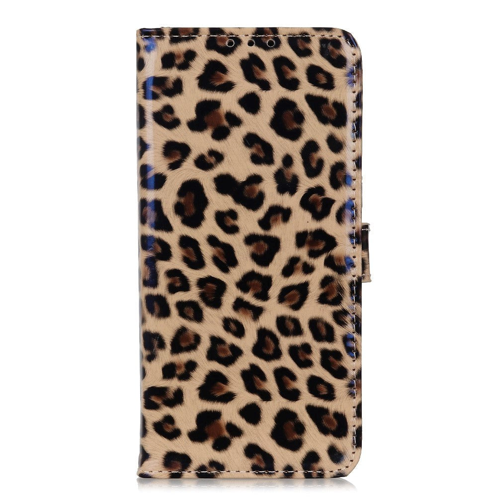 Huawei Honor 9X Lite Shiny Leather Case w. Leopard wallet