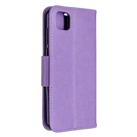 Huawei Y5p Leather Wallet Case - Purple Butterfly