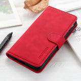 Huawei P Smart (2021) KHAZNEH Retro Leather Wallet Case - Red