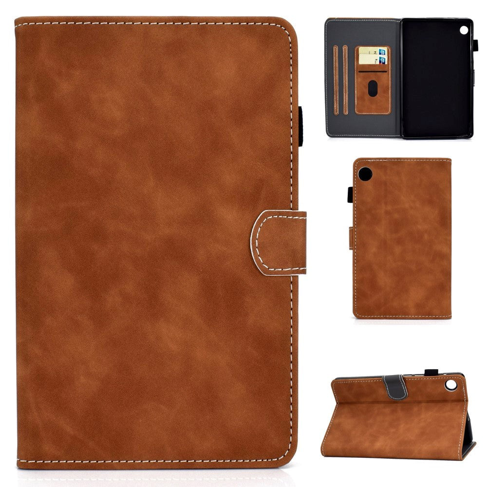 Huawei MatePad T10 / T10s Soft Leather Case w. Stand & Card Holder - Brown