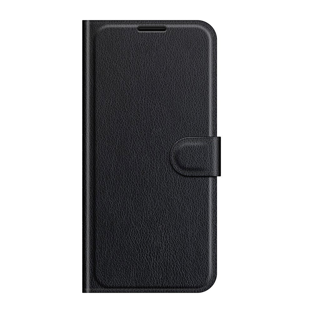 Huawei P50 Pro Litchi Leather Wallet Case - Black