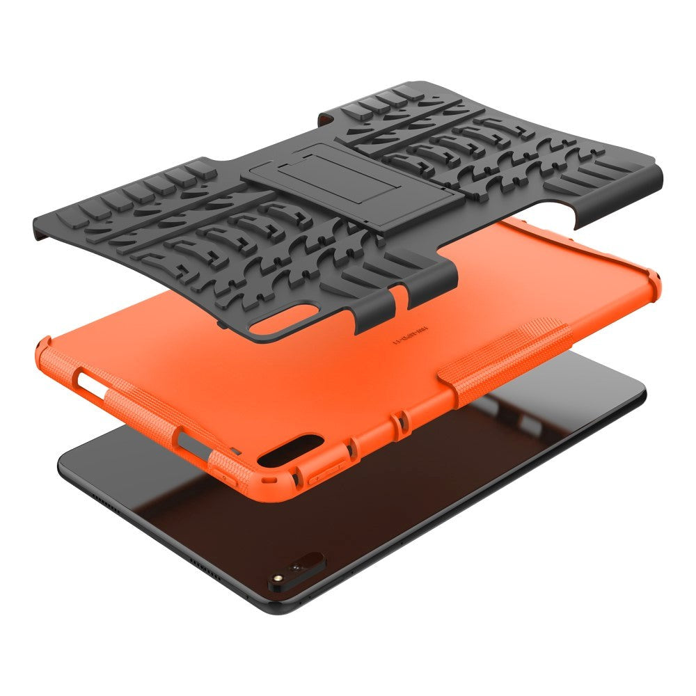 Huawei MatePad 11 Tough Case w. Tire Design & Stand Mode - Black & Orange