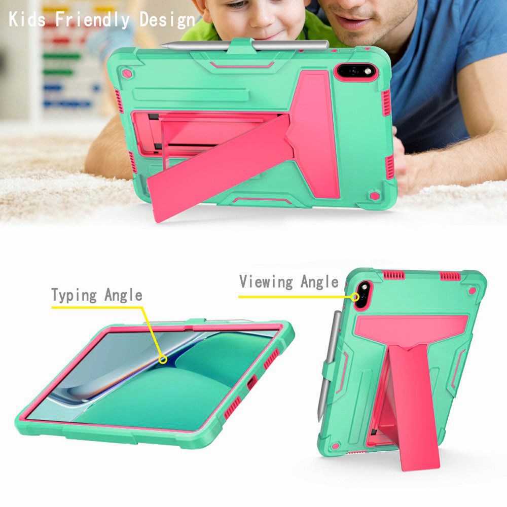 Huawei MatePad 11 Tough Case w. Kickstand & Pen Holder - Cyan & Pink