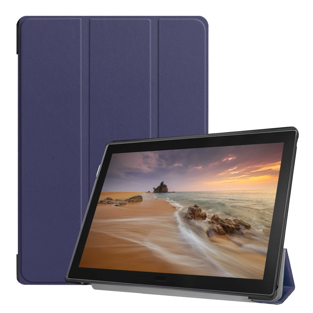 Lenovo Tab E10 Leather Case w. Tri-fold Stand - Dark Blue