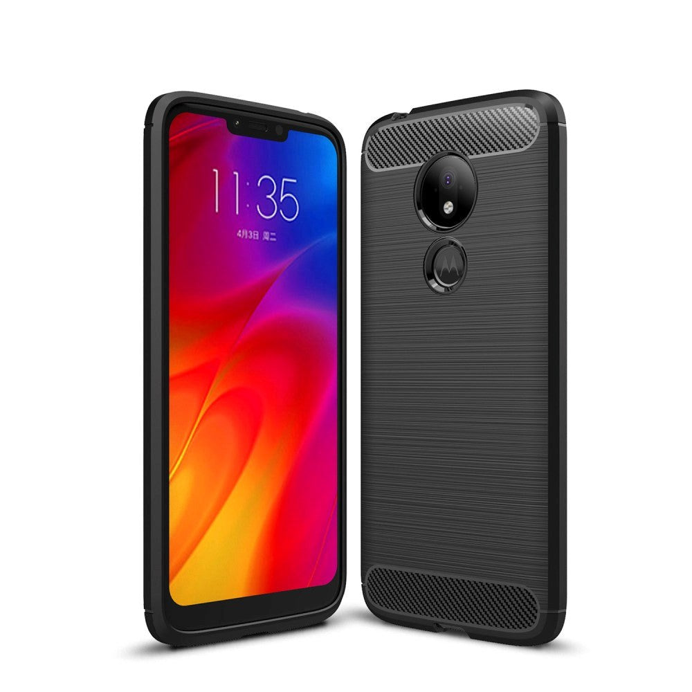 Motorola Moto G7 Power Brushed Carbon Fiber Texture Case Black