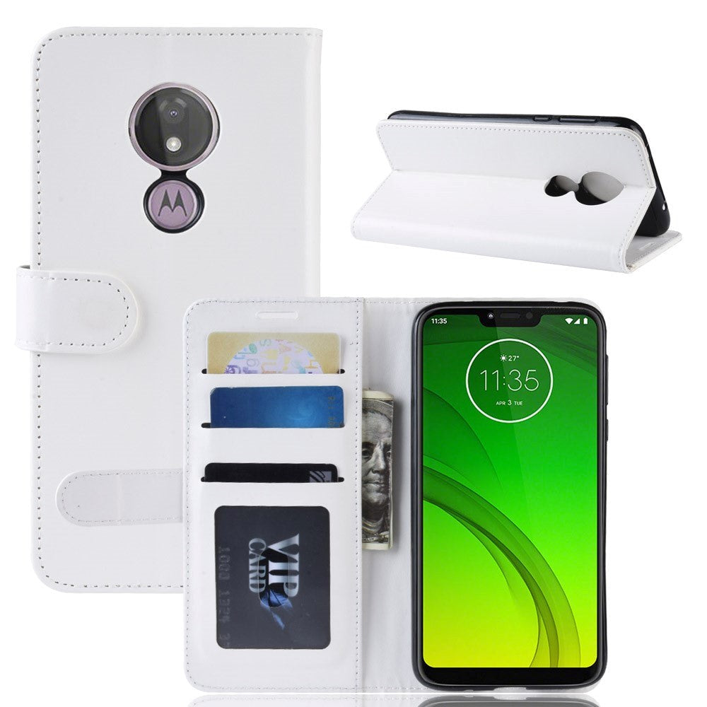 Motorola Moto G7 Power Shiny Leather Wallet Case White