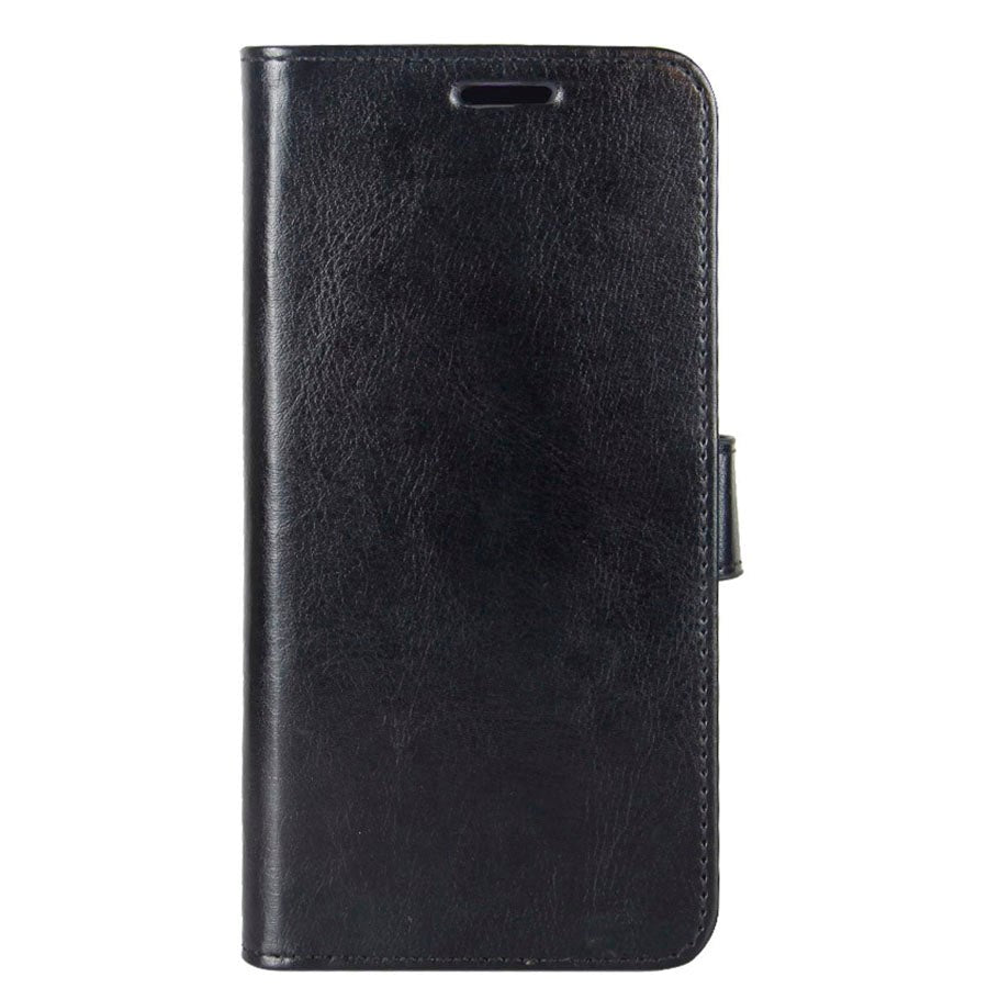 Motorola Moto E6 Plus Neutral Leather Wallet Case Black