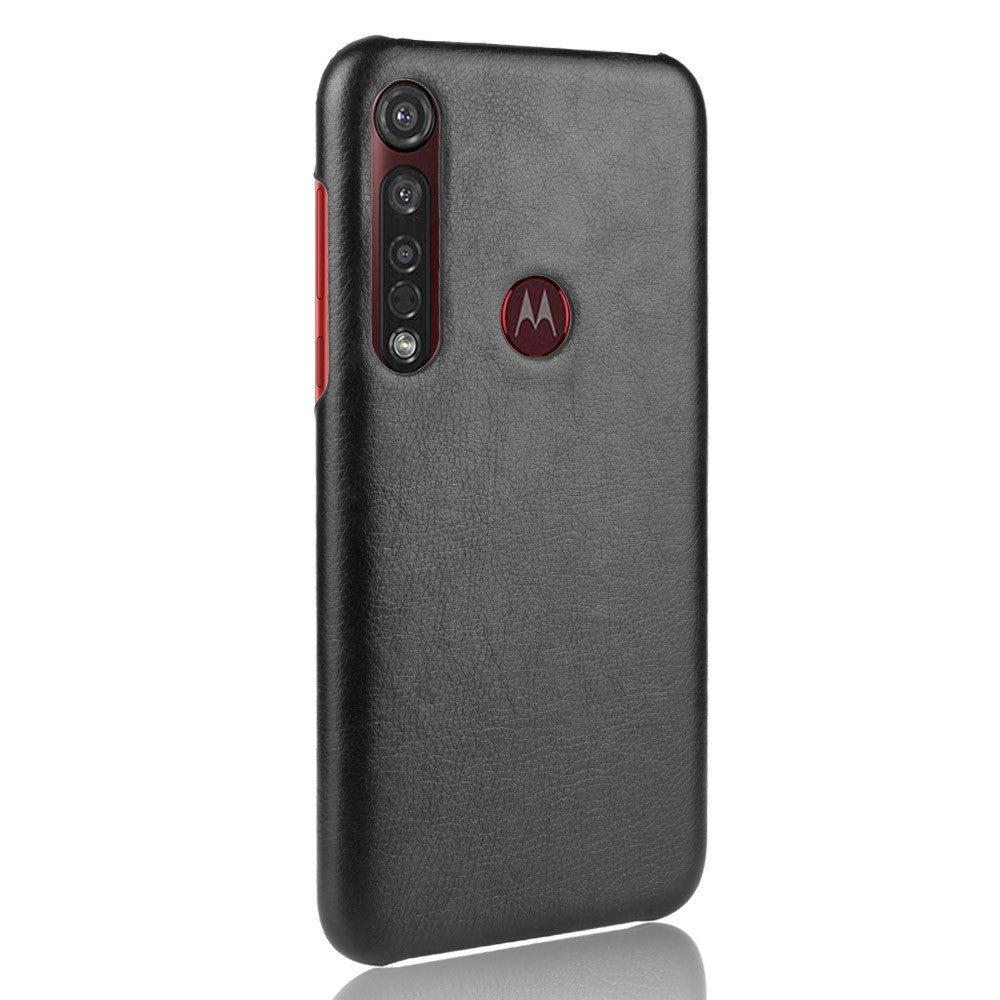 Motorola Moto G8 Plus Litchi Grain Leather Case - Black