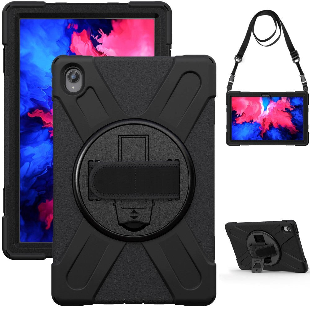 Lenovo Tab P11 / P11 (5G) / P11 Plus Tough Case w. Hand Holder & Shoulder Strap - Black