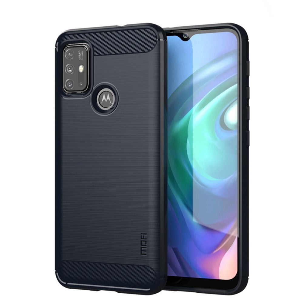 Motorola Moto G10 / G20 / G30 Mofi Brewed Carbon Fiber Flexible Plastic Case - Blue