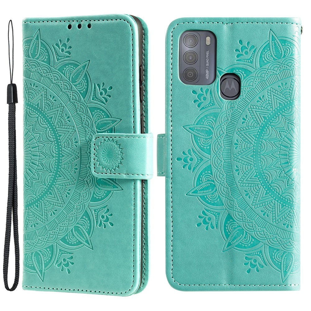 Motorola Moto G50 Leather Wallet Case - Mandala Print - Green