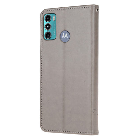 Motorola Moto G60 Case with Wallet - Flowers & Butterflies - Grey